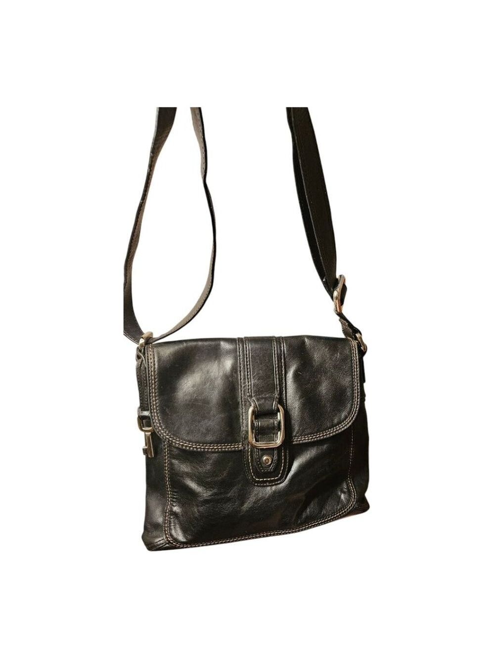 Women's Vintage Fossil Leather Crossbody Bag Black - Picture 7 of 16